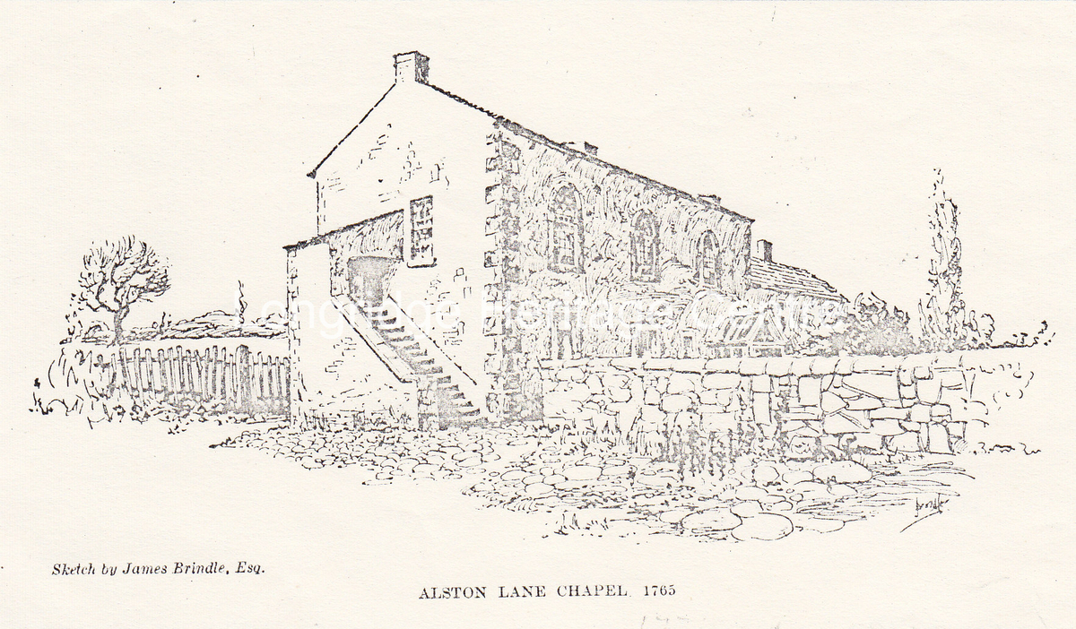 462A - Alston Lane Chapel - Sketch of the old Chapel in 1765 by James Brindle - 1765